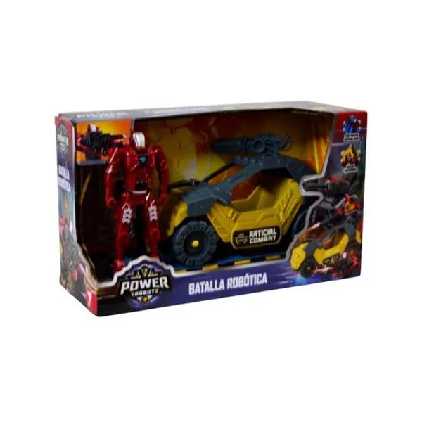 Set de robot con vehiculo y accesorios en caja 24x14x6 cm
