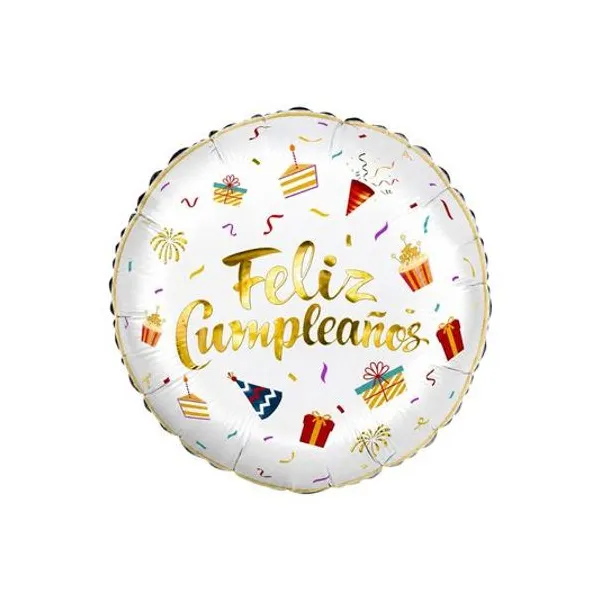 Globo 18" redondo feliz cumpleaños 45 cm por unidad multicolor