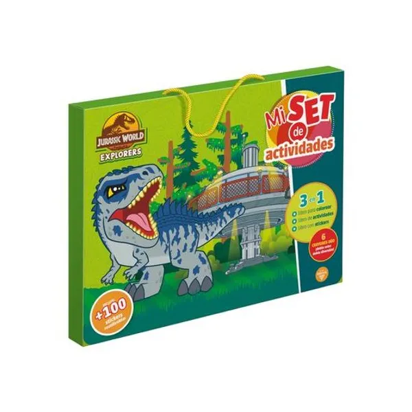 Libro mi set de actividades jurassic world en caja 27x23x2 cm
