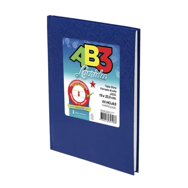Cuaderno tapa dura Laprida ab3 19x23,5 x50hs.cuad.azul