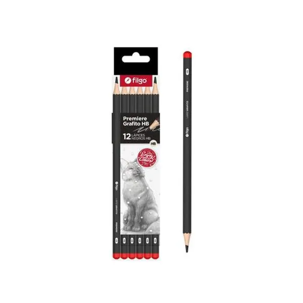 Lápiz grafito de madera premiere hb caja x12 unidades Filgo