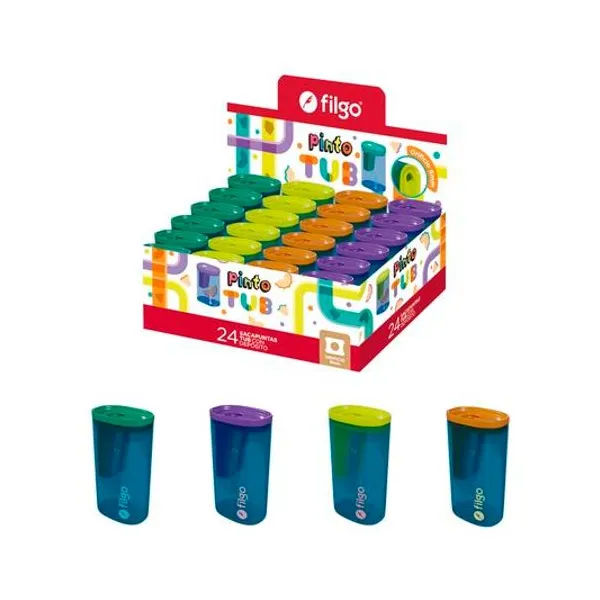 Sacapuntas plástico con deposito tub caja x24 Filgo - sh