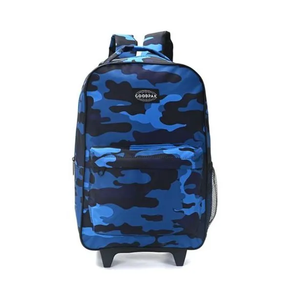 Mochila 17" con carro print camuflado azul goodpak