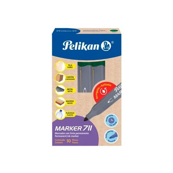 Marcador permanente pta red 711 caja x12 Pelikan