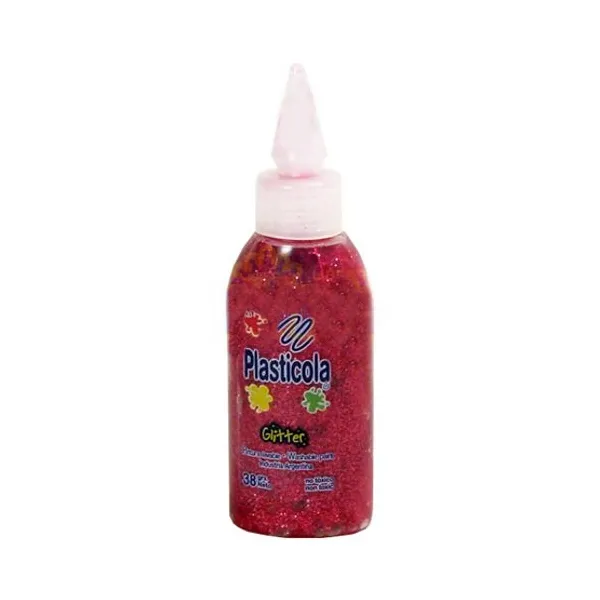 Adhesivo Plasticola glitter 38 grsrojo