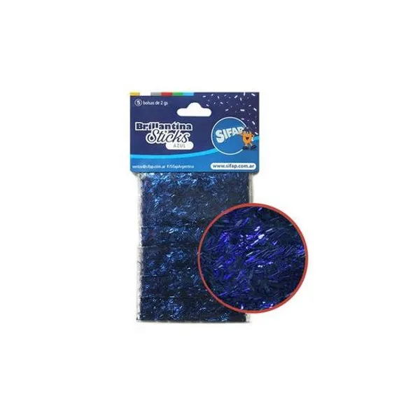 Brillantina sticks azul 2 g en sobre x5 unidades Sifap - sticksazu