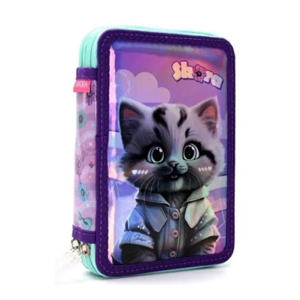 Cartuchera canopla dos pisos think happy pets bruma 20 x14 x5.5 cm