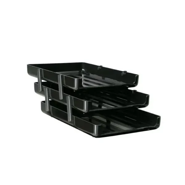 Bandeja papelera Pizzini oficio con bisagra 3 pisos negro