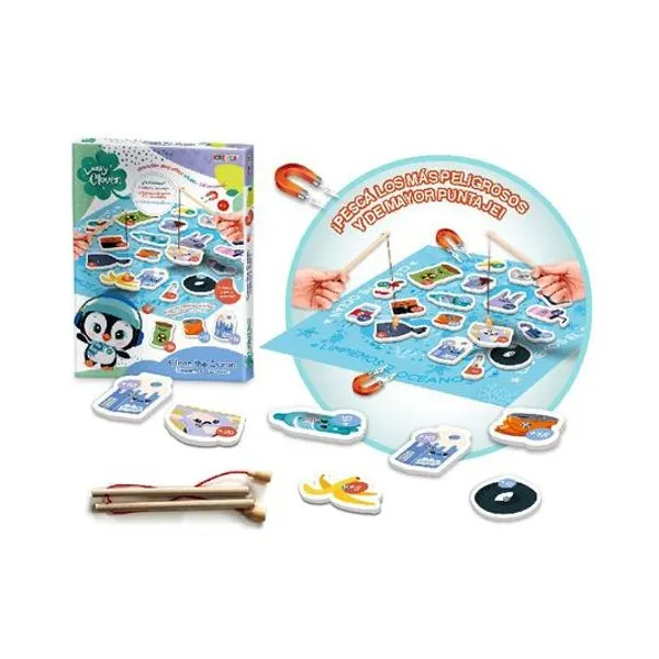 Juego de pesca magnetico clean the ocean en caja 30x21x2.5 cm Kreker