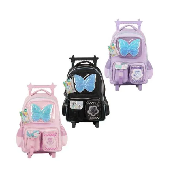 Mochila 18" con carro glow fly con bolígrafos x1 colores surtidos footy