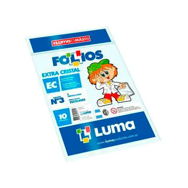 Folio escolar polipropileno extra cristal x10 unidades luma