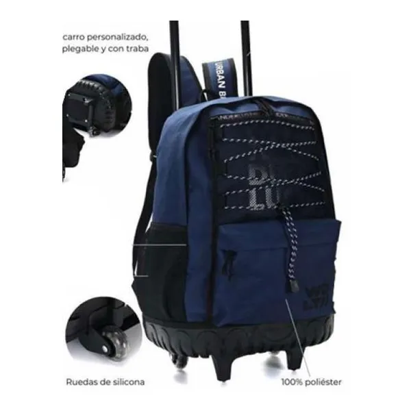 Mochila carro wanderteam 46x31x18 cm 18 pulg. azul marino