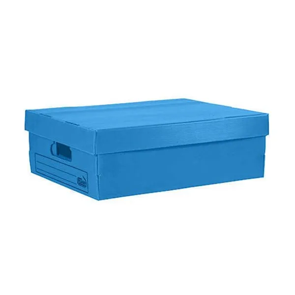 Caja plástico microc.plana n.° 802 con tapa azul 55x38x19,5 cm