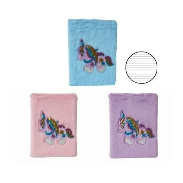 Cuaderno 15x21 cm rayado 70 hojas unicornio peluche modelos surtidos