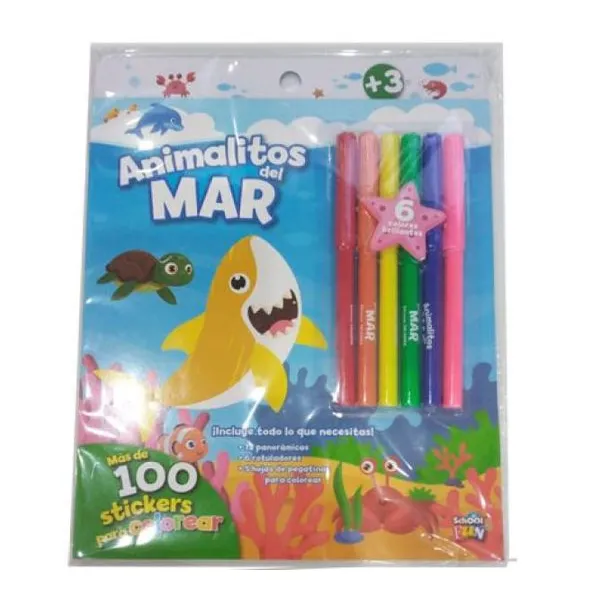 Animalitos del mar. mas 100 stickers para colorear