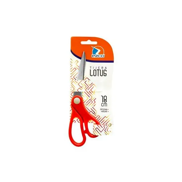Tijera escolar lotus 18 cm blister x1 color Ezco