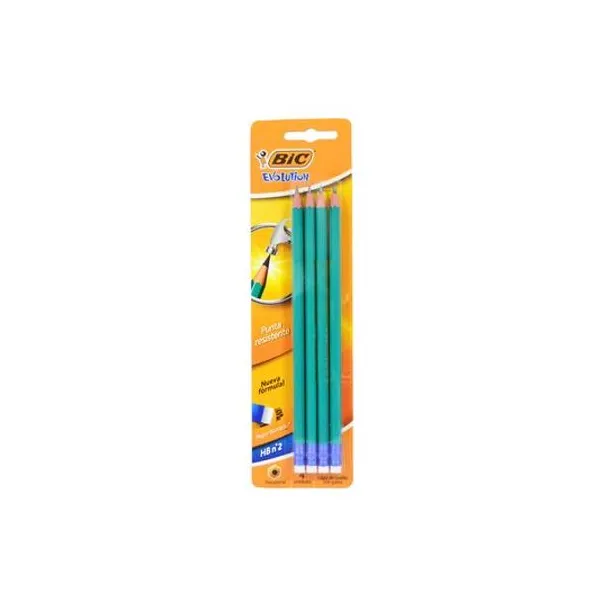 Lápiz grafito con goma evolution hb x4 BIC 845963/930