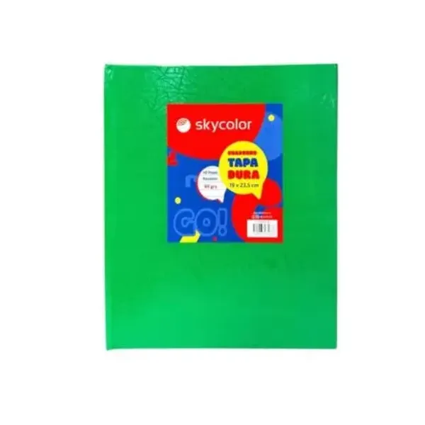 Cuaderno tapa dura skycolor clase 19x23,5 x48 hs.raya verde