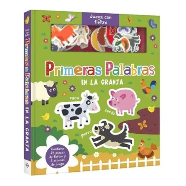 Primeras palabras en la granja 20 x24 cm/10 páginas/28 piezas de fieltro