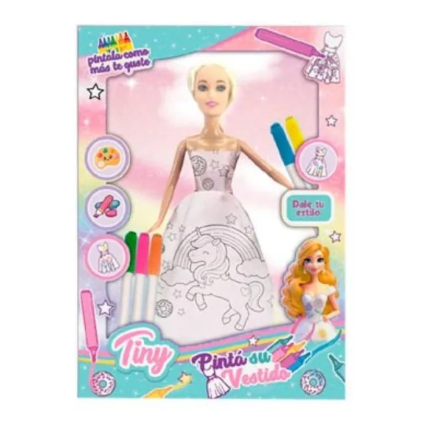 Muñeca Tiny vestido para pintar 32 23 cm