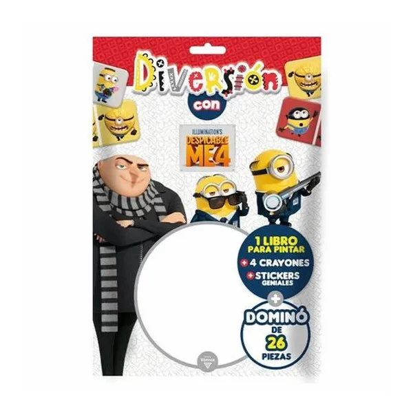 Libro para pintar con domino diversion con minions en blister 15.5x23 cm