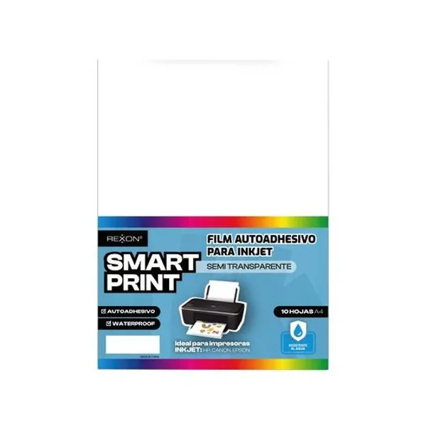 Film autoadhesivo para inkjet a4 semi transparente x10 hojas rexon
