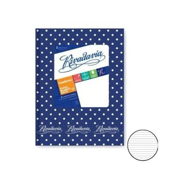 Cuaderno 16x21 rayado t/d lunar azul 50h Rivadavia