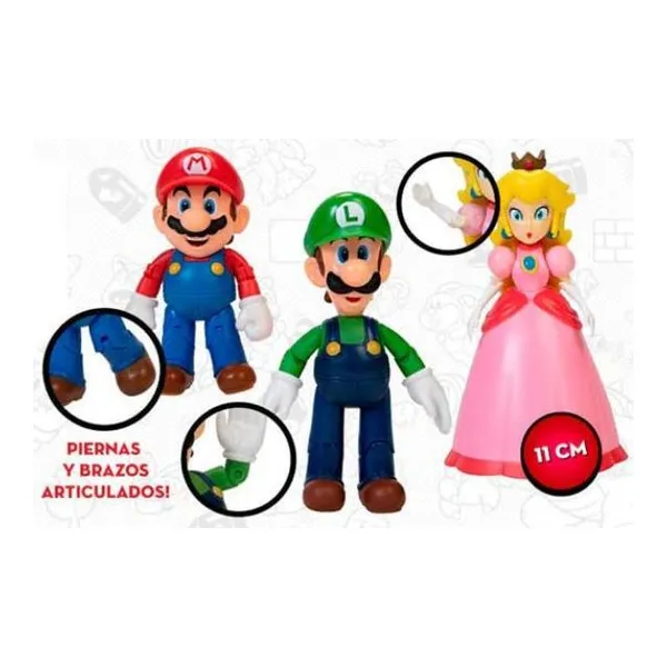 Super mario figura 10 cm multipack (3 modelos) "mushroom kingdom