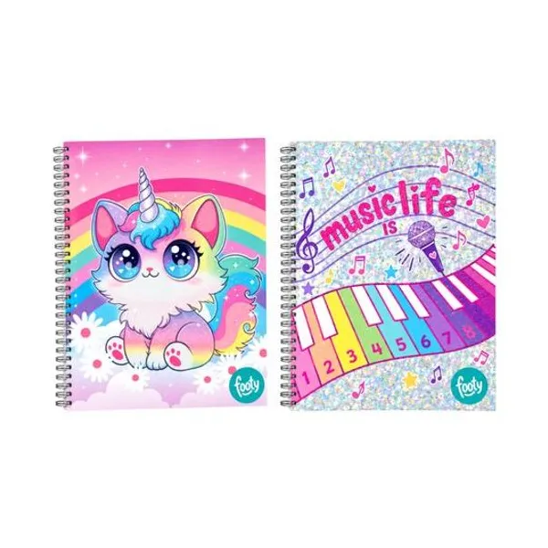 Cuaderno 22x29 rayado 100h tapa dura con espiral footy girl iv x1 modelos surtidos inkdrop