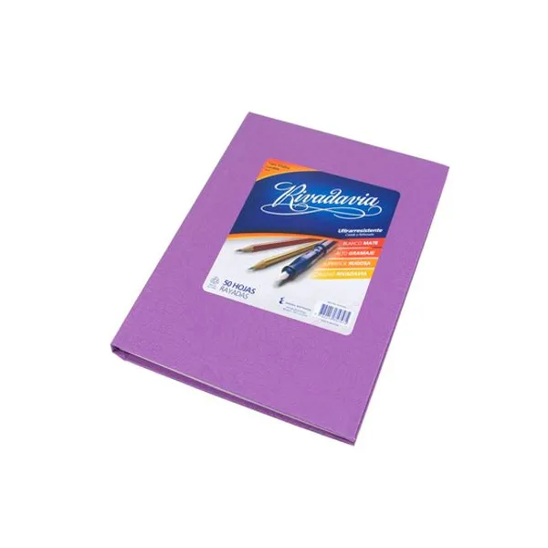 Cuaderno tapa dura Rivadavia forr. x50 hs.ray. violeta