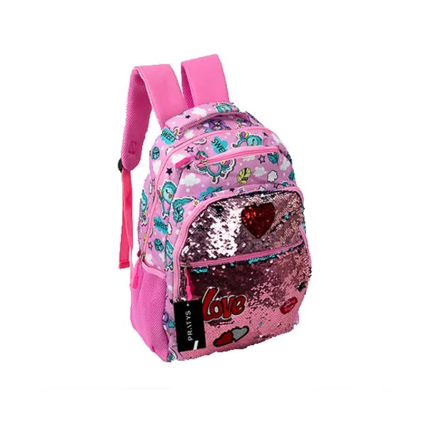 Mochila espalda 18" pratys lentejuelas love
