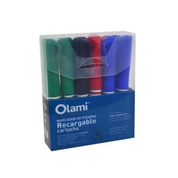 Marcador para pizarra recargable a cartucho caja x12 unidades olami