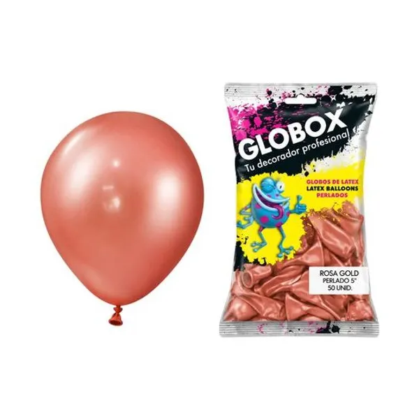 Globo 5" perlado rosa gold bolsa x50 globox