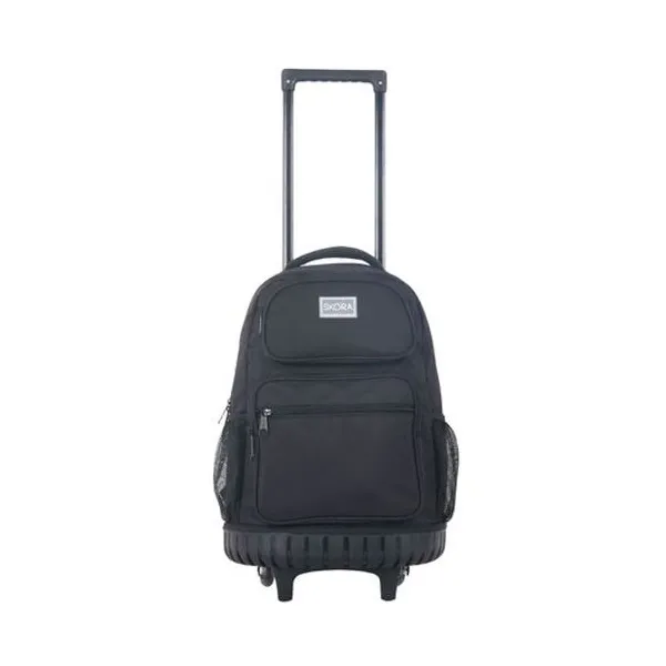 Mochila 18" con carro lisa negra Skora