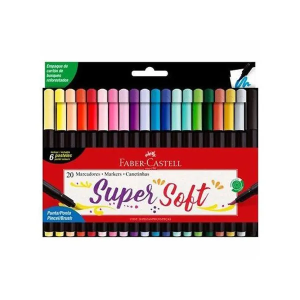 Marcador punta pincel supersoft caja x20 unidades faber