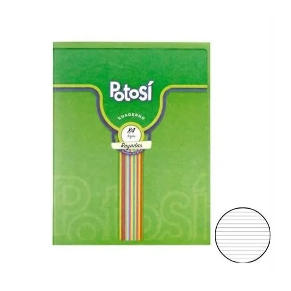 Cuaderno 16x21 cm rayado 84 hojas tapa flexible fantasia potosi