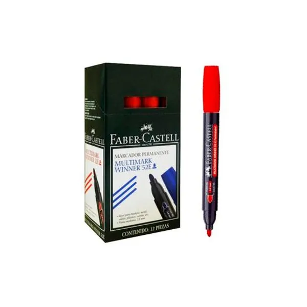 Marcador permanente pta redonda winner 52 rojo caja x12f