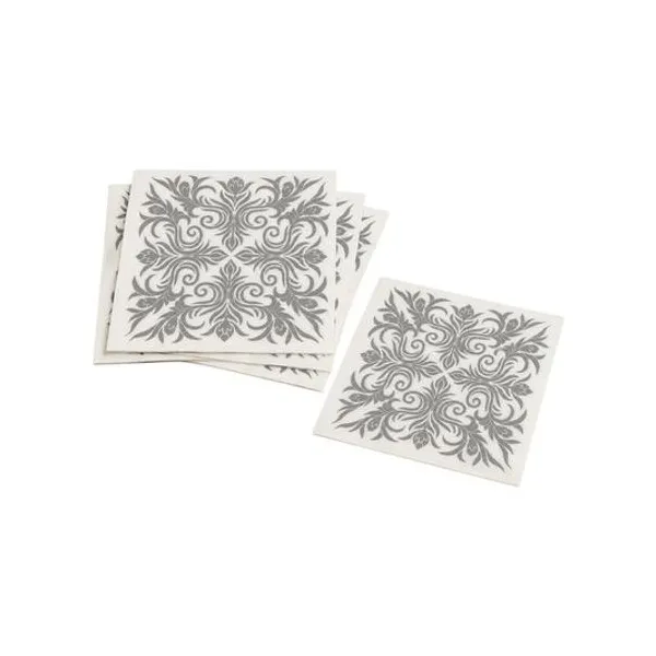 Servilletas de papel con arabescos plateados 16x16 cm x20 unidades
