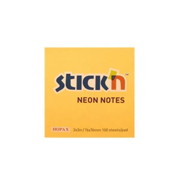 Notas adhesivas stick neon 76 x76 mmx 100 hs.naranja