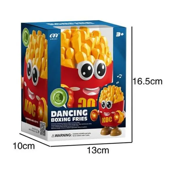 Box de papas fritas bailarín con luz, sonidos y repite lo que le decís mientras