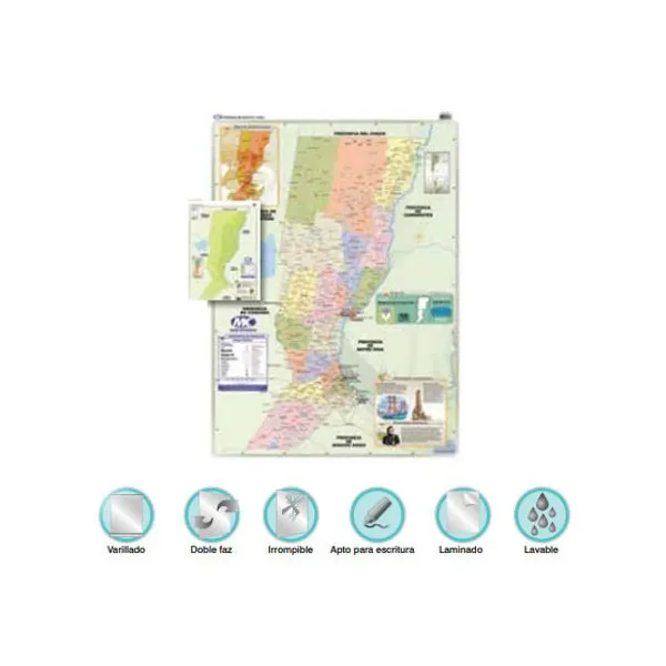 Mapa mural m.c. lam. con var. d/faz santa fe fp. 72x102 cm