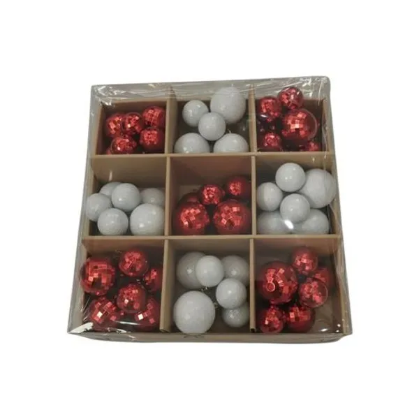 Set de borlas disco 3/4 cm blanco/roja caja x54