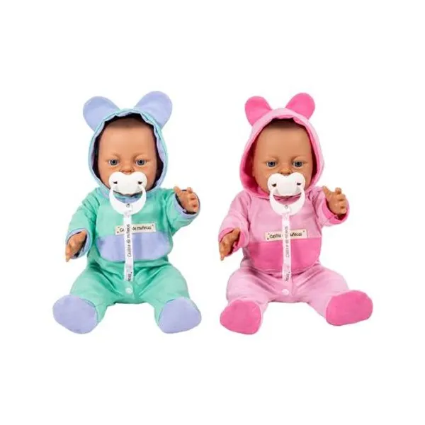 Bebé de plastisol camila/agustin osito con dni y librito 43 cm casita modelos surtidos