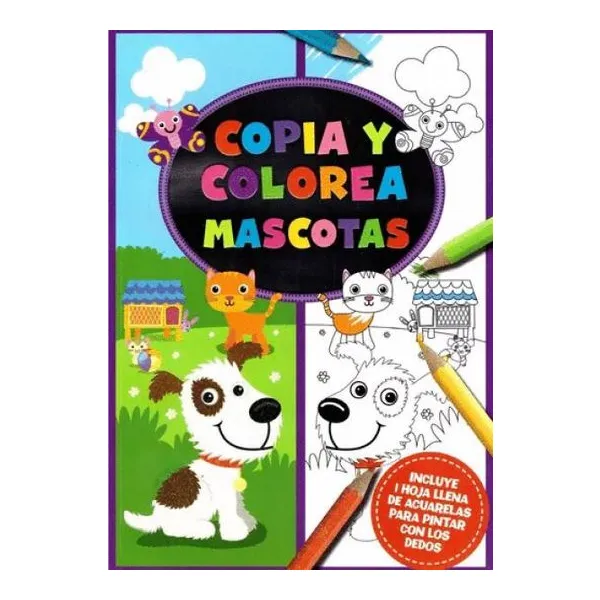 Copia y colorea mascotas