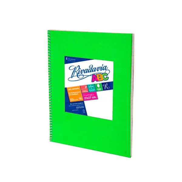 Cuaderno espiral a4 Rivadavia abc vinílico 60 hs.raya verde claro