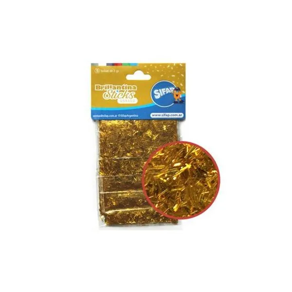 Brillantina sticks dorado 2 g en sobre x5 unidades Sifap - sticksdor