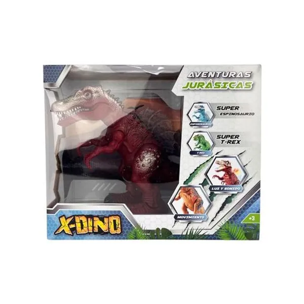 Dinosaurio robot x-dino con movimiento y sonido a pila en caja 37x25x10 cm