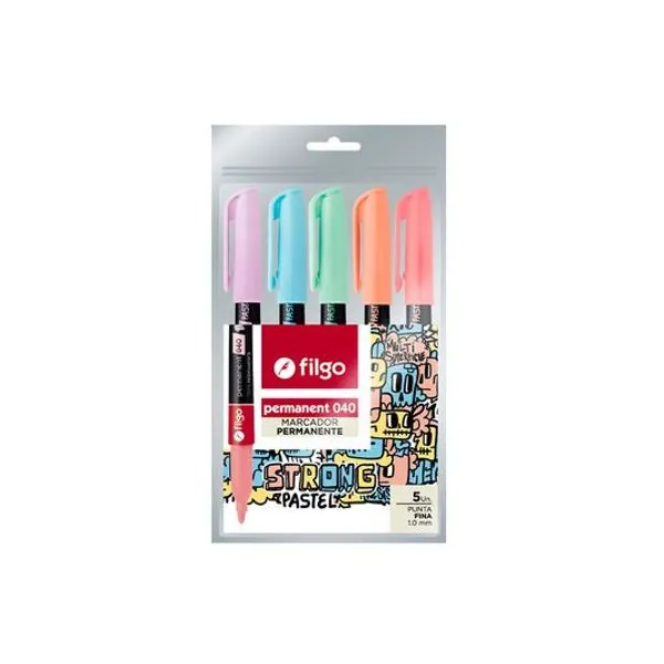 Marcador permanente punta fina pastel 040 blister x5 f