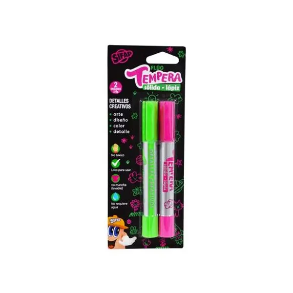 Témpera solida lápiz fluo rosa y verde 6 g blister x2 unidades Sifap