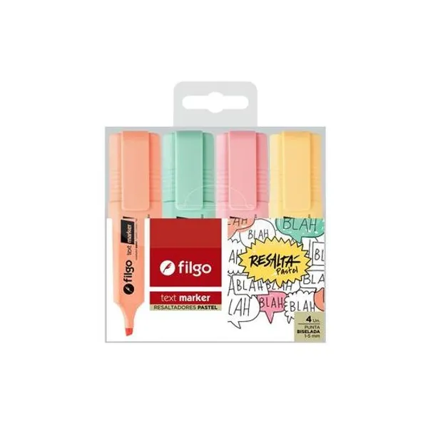 Resaltador text marker pastel blister x4 Filgo - t